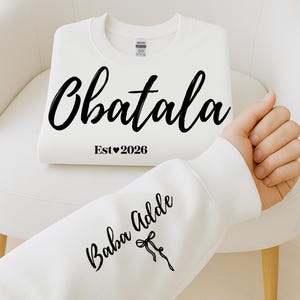 Personalized Obatala Sweatshirt, Custom Orisha Gift, Afro Spiritual Unisex Crewneck, Osha KariOsha Sleeve Name, Meaningful Gift