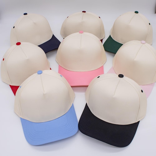 Vintage 2 Tone Snapback Hat Adjustable Cotton Baseball Cap for Men Women Unisex Wholesale Two Tone Vintage Snapback Hat - Pink/Beige for  main image 3