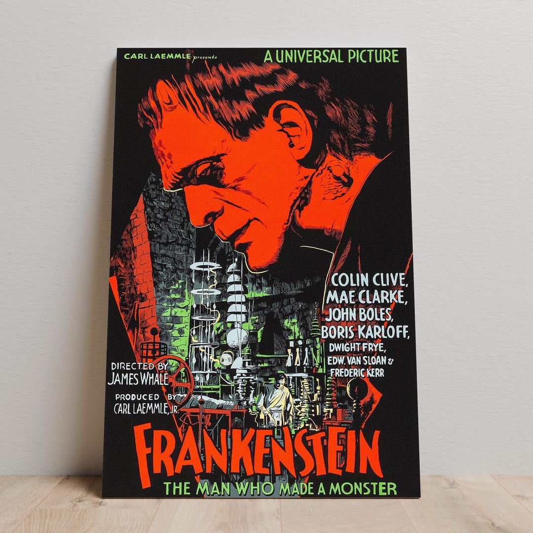 Frankenstein Poster, Horror Movie Poster , Art Poster, Wall Art, Art ...