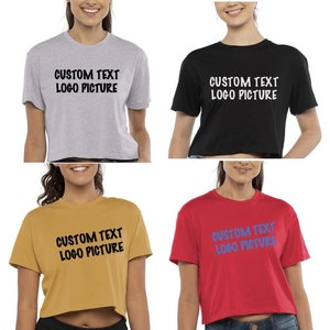 Custom Women's Crop Top, Personalized Text Logo women crop top, custom women flowy crop shirt