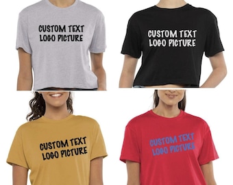 Custom Women's Crop Top, Personalized Text Logo women crop top, custom women flowy crop shirt