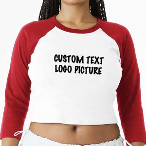 Custom Women's Micro Rib Raglan Baby Tee, 3/4 Sleeve Y2K Fashion, custom women micro rib raglan logo text baby tee