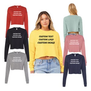 CUSTOM Bella Canvas Women's Crop Fleece Crewneck Sweatshirt, lightweight women fashion crop sweatshirt