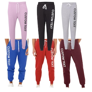 Aanpasbare joggingbroek van fleece, uniseks katoenmix Y2K-joggingbroek met zakken, aangepaste bruiloft school schoolreisje team dans joggingbroek