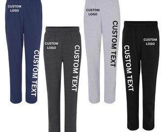 Custom UNISEX BELLA CANVAS Open bottom Fleece Sweatpants, Straight leg sweatpants with side Pockets, wedding college team dance sweatpants
