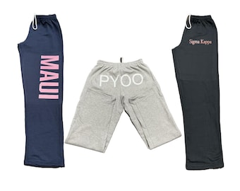 Custom Open Bottom Sweatpants, Personalized Unisex straight leg sweatpants, team wedding college fleece pants