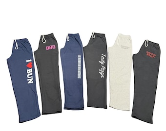 Custom Open Bottom Sweatpants, Unisex Cotton-Blend open bottom pants, create your own straight leg sweatpants