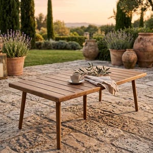Wooden Outdoor Coffee Table, Low Patio Table, Boho Beach House Table, Handmade Pine Table