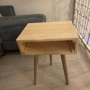 Handmade 16x6 Inch Pine Wood Nightstand – Stylish Design with 18 Inch Legs, Durable & Modern
