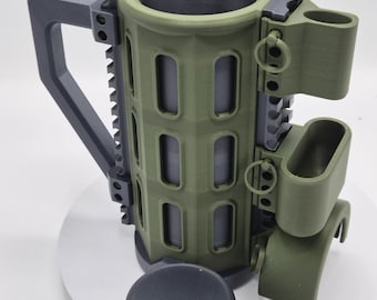 Porta-latas tático | Impressão 3D com fibra de carbono e trilhos Picatinny, 355ml/473ml