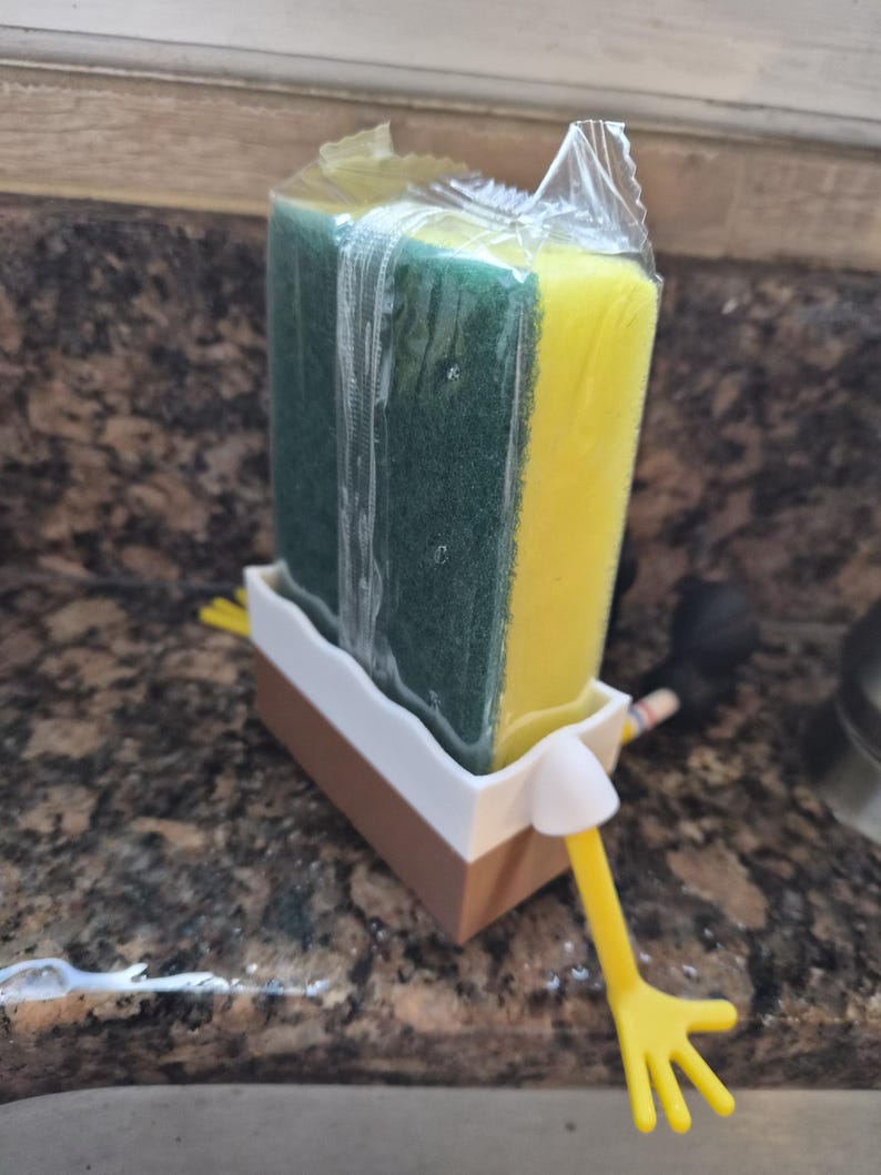 Sponge Wrapper 3D Printed Bob Kitchen Sponge Holder: Includes Sponge / With Drain ...
