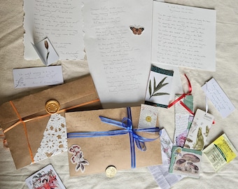 Carta manuscrita personalizada doblada con sello de cera y sobre de fantasía, caligrafía, carta de amor, votos, Navidad, servicio de redacción de cartas