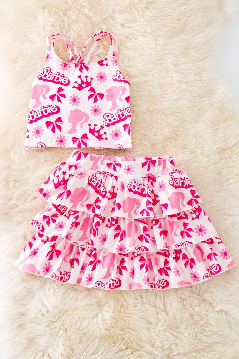 Pyjama avec imprimé barbie en 100% coton license rose clair Zippy | La
