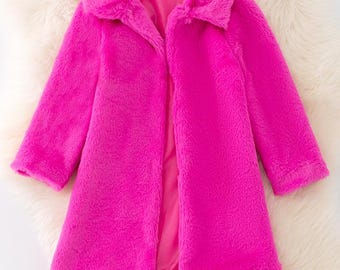 Fuchsia faux fur cardigan.