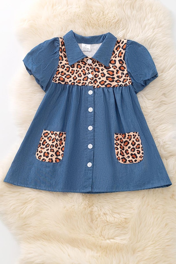 Cheetah Printed Button up Dress. DRG53652 - Etsy Israel