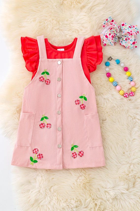 red and pink corduroy dress Mom & Me Pink Corduroy Smocked Dress