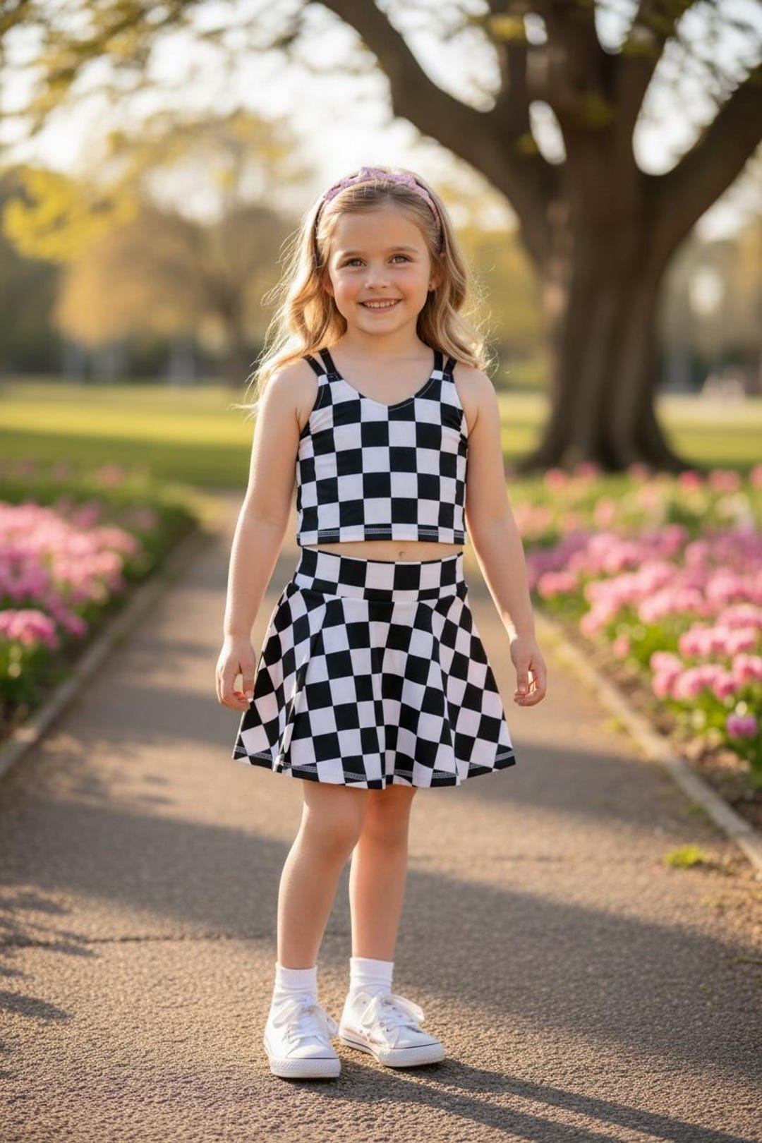 Black & White Checkered Tank Top and Skort Set. GSD081902 - Etsy