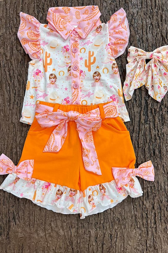 taylor pink and orange dress Taylor hot pink, orange and beige floral