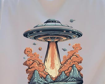 ヴィンテージUFOグラフィックTシャツ、レトロエイリアンTシャツ