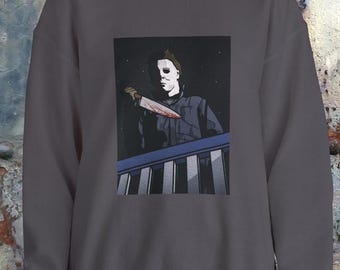 Vintage Michael Myers Sweatshirt, Horror Love Crewneck, Romantic Slasher Heart Hands Shirt, Retro Sunset Romance Halloween Horror Hoodie