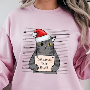 Funny Christmas Sweatshirt, True Crime Ugly Christmas Sweater Party Sweatshirt,  Christmas Tree Killer Sweater, Christmas Sweater Party