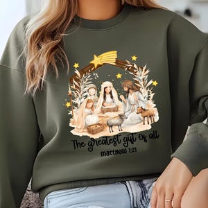 Sweat-shirt de la Nativité de Noël, Sweat-shirt de Noël chrétien, Pull de scène de la Nativité, Histoire vraie de la Nativité, Cadeaux religieux de Noël