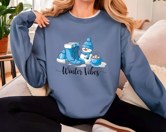 Winter Vibes Snowman tee, This The Season Christmas Shirt, Christmas Sweatshirt, Retro Christmas Crewneck, Girly Christmas Sweater, Merry