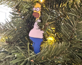 Homer Simpson in the bush funny meme Christmas Ornament