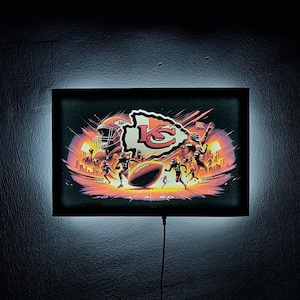 Insegna luminosa a LED dei Kansas City Chiefs, regalo perfetto per i fan della NFL, elegante decorazione per caverna dell'uomo, regalo di Natale illuminato della NFL