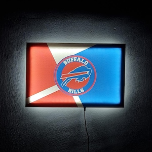 Buffalo Bills Led Lighted Canvas Sign, Nfl Fans Perfect Gift, Sleek Man Cave Decor, Nfl Illuminated Christmas Gift