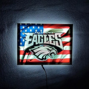 Philadelphia Eagles Led Lighted Canvas Sign, Nfl Fans Perfect Gift, Sleek Man Cave Decor, Nfl Illuminated Christmas Gift