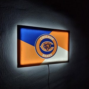 Insegna luminosa a LED Chicago Bears su tela, regalo perfetto per i fan della NFL, elegante decorazione per caverna dell'uomo, regalo di Natale illuminato NFL
