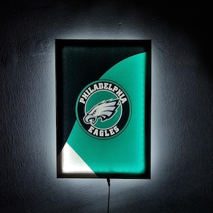 Philadelphia Eagles Led Lighted Canvas Sign, Nfl Fans Perfect Gift, Sleek Man Cave Decor, Nfl Illuminated Christmas Gift