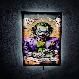 Joker Wall Art With LED Lights, Joker Decor Wall Led Sign, Joker RGB LED Light Sign, Christmas Gift, Birthday Gift, Joker Lovers Gift