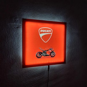 Ducati LED Light Sign - Stunning Motorcycle Wall Art, Unique Gift for Enthusiasts, Perfect for Home Decor, Biker Collections