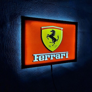 Insegna al neon Ferrari, logo Ferrari da parete, insegna luminosa Ferrari, decorazione da parete Ferrari, insegna al neon da corsa, insegna a LED Ferrari, insegna al neon da garage