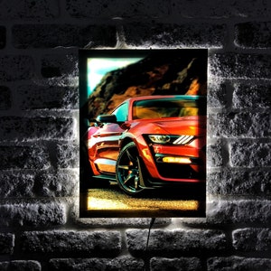 Ford Mustang Led Sign , Neon Sign , Mustang Logo Wall Decor , Ford Mustang Wall Decor , Wood Wall Art , Chirstmas Gift , Christmas