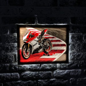 Ducati LED Light Sign - Stunning Motorcycle Wall Art, Unique Gift for Enthusiasts, Perfect for Home Decor, Biker Collections