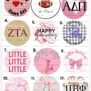 College Sorority Pins, Sorority pins, Greek Life pins, Sorority accessories, Game day Pins, Game Day Buttons, College Pins