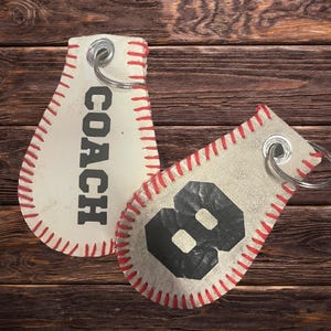 Personalized Baseball Bag Tag Keychain: Hand-Stitched Baseball Gift