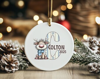 Adorno de reno personalizado, decoración navideña a medida para el árbol.