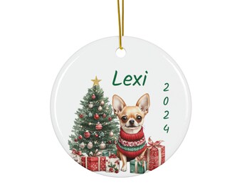 Adorno navideño personalizado de chihuahua, Amante de los perros, Adorno personalizado para perros, Amante de las mascotas, Dueños de perros, Decoración para perros, Adornos de chihuahua