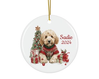 Adorno navideño personalizado de Goldendoodle: decoración festiva para amantes de los perros