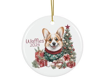 Adorno navideño de cerámica con forma de Corgi: recuerdo festivo personalizado para amantes de los perros para árbol o regalo