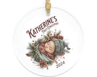 Recuerdo de bebé, recuerdo personalizado de Navidad, regalo para nietos, primera Navidad del bebé, adorno navideño para bebé, regalo de Navidad