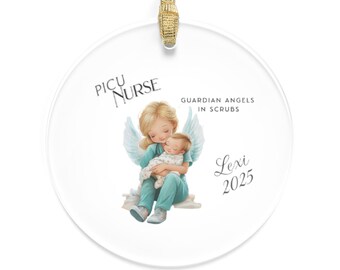 Adorno personalizado para enfermera de la UCIP, regalo de Navidad para enfermera pediátrica, nueva enfermera de la UCIP, adorno personalizado, adorno médico, regalos para enfermeras