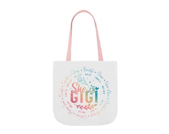 Bolsa de lona con estampado de arcoíris retro: Escritura bíblica, regalo para la abuela