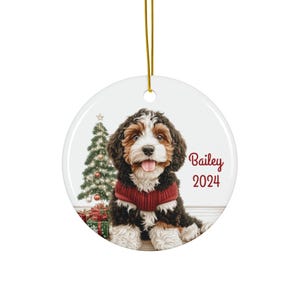 Personalized Bernedoodle Christmas Ornament: Festive Dog Lover Holiday Decor