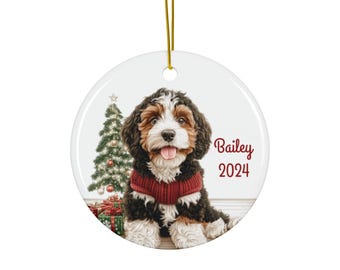 Adorno navideño personalizado de Bernedoodle: decoración festiva para amantes de los perros