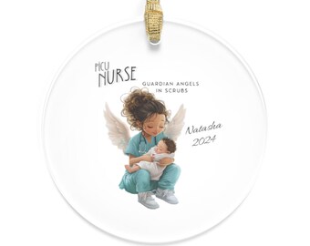 Adorno navideño de acrílico personalizado para enfermera de la UCI, enfermera de la UCI, regalo para enfermera, recuerdo de enfermera, graduación de enfermera de la UCI, adornos de acrílico para regalo